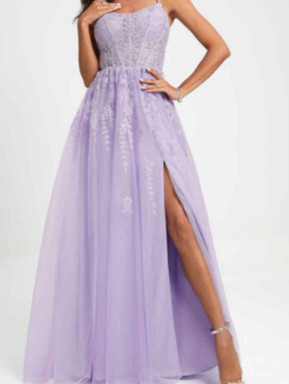JJs House Lilac Embroidered Evening Prom, Bridal Dress